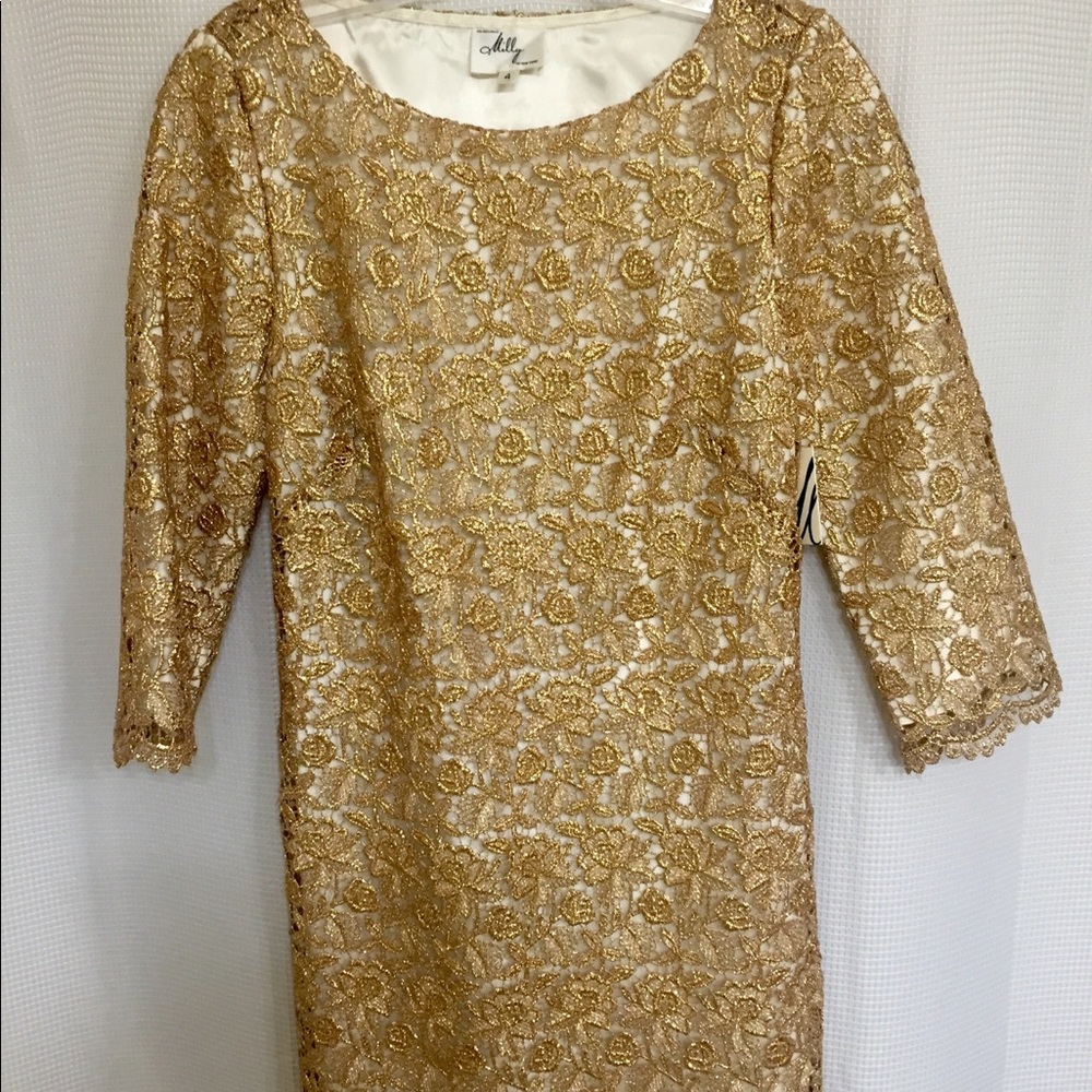 Milly Gold Lace Dress - NWT